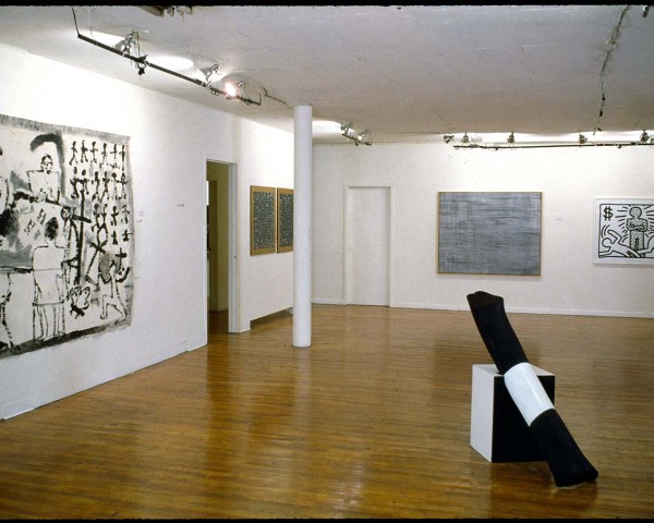 The Black and White Show, Installation View, Artists Keith Haring, Gerald Jackson, Jack Whitten and Willie Birch.