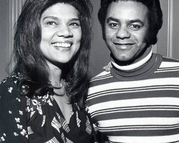 1974, O'Grady with singer Johnny Mathis, at Columbia Records after-party for the Avery Fisher Hall concert.